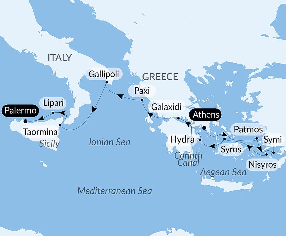 Escapade between Greek islands and Italian treasures