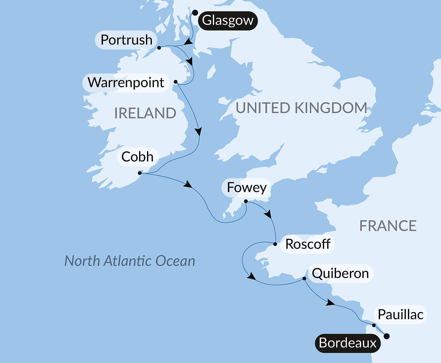 From the Irish Sea to the Bay of Biscay